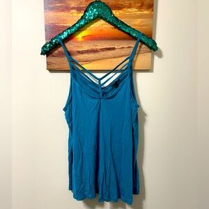 Express blue flowy tank top